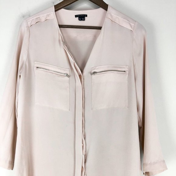Theory Blush Pink Blouse with Zipper Detail - Picture 4 of 5